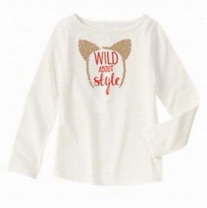 Gymboree White Sequin Cat Ears Long Sleeve White T